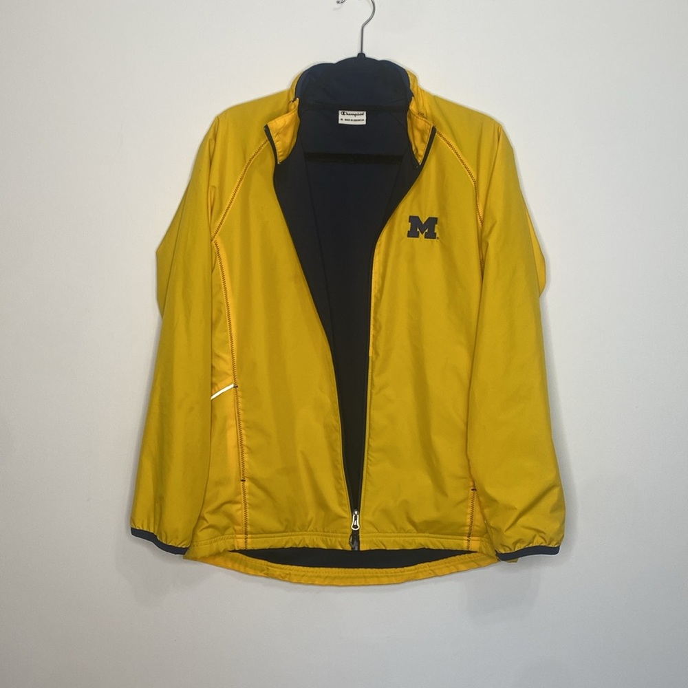 Champion University of Michigan Maize Windbreaker Raincoat with embroidered logo
